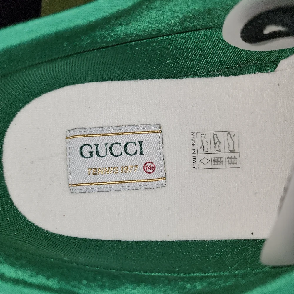 $750 Brand New Gucci Tennis 1977 Men Sneakers Black Web US 15.5 G 14.5